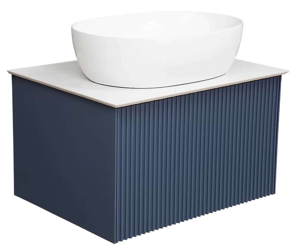 Тумба с раковиной LA FENICE TERRA Blu Grigio 60 синяя/столешница белая