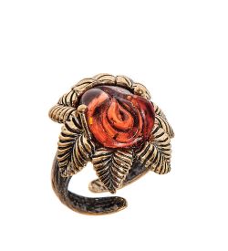 AM-2492 Кольцо «Розочка Нимфа» (латунь, янтарь)