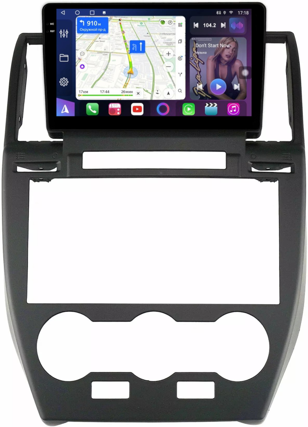 Магнитола для Land Rover Freelander 2 2006-2012 (монохром экран) - FarCar 3279M монитор 9.5" QLED на Android 14, TS18, CarPlay, 4G SIM-слот