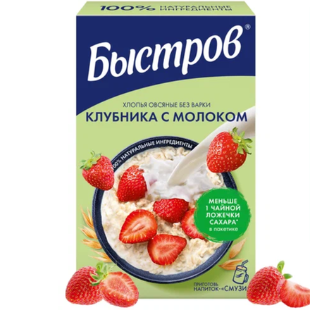 Каша Быстров овсяная клубника с молоком 240 гр