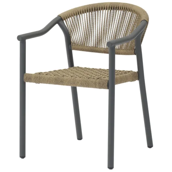 Уличный плетеный стул Syna светло-коричневый серые ножки