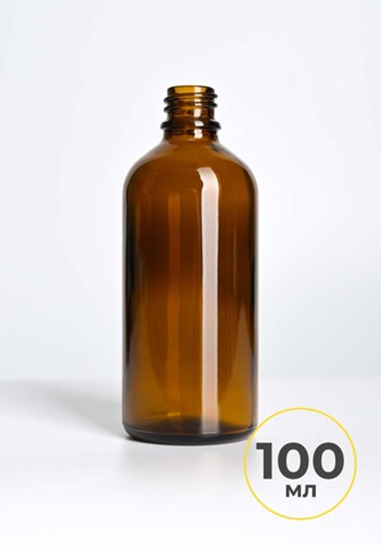 Стеклянный коричневый флакон 100 мл. Янтарь.