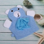 Мочалка-варежка для тела «Ультрамарин - Мишка», мягкая, цвет голубой, 21*16см