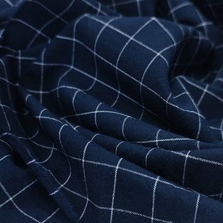 Варёный хлопок "Белая клетка на темном синем", 1.5*1.5 см