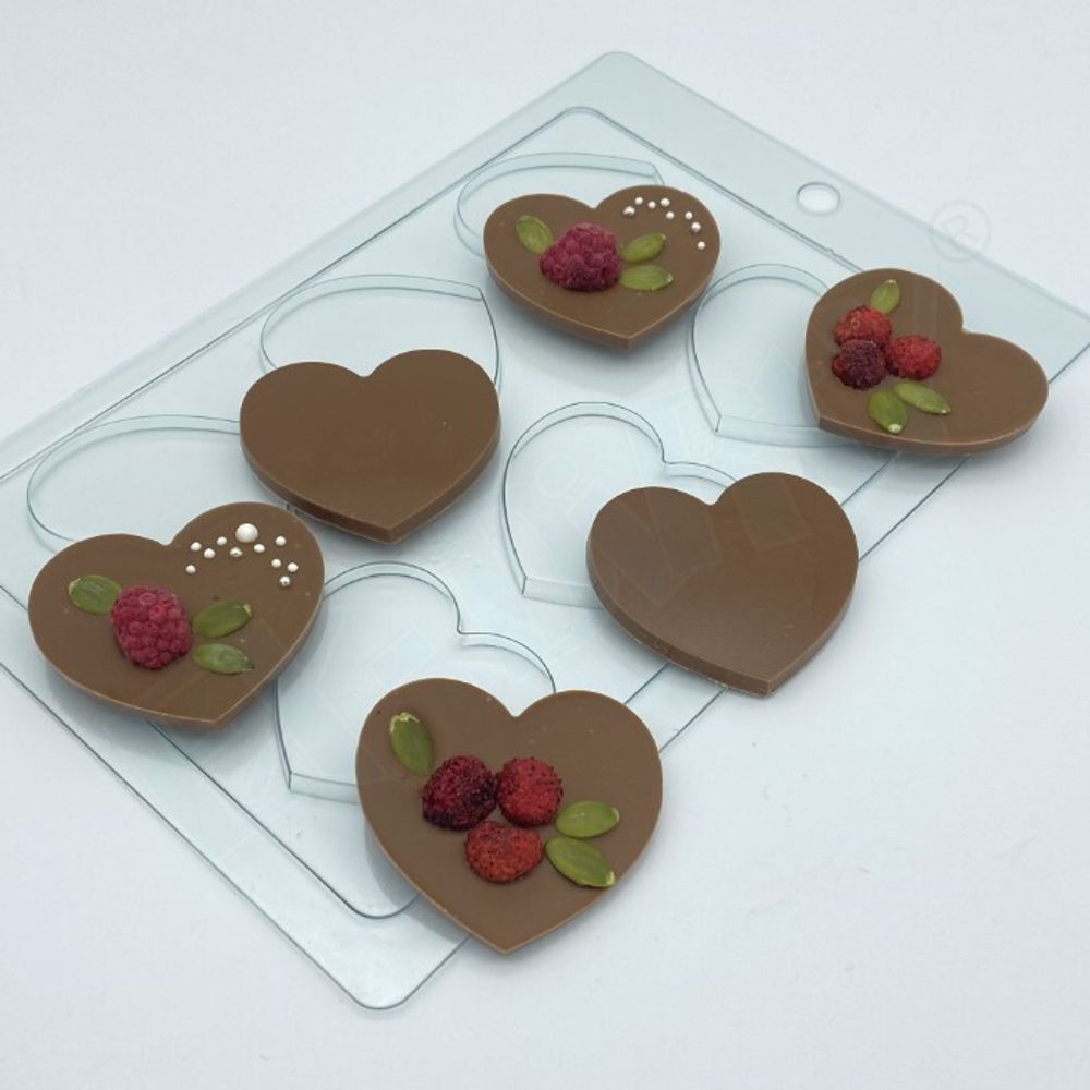 Форма для шоколада пластиковая Плитка Сердце 55*49*5 мм