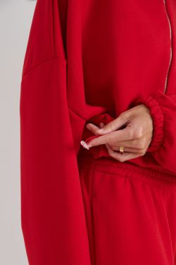 Укороченное худи на молнии красного цвета