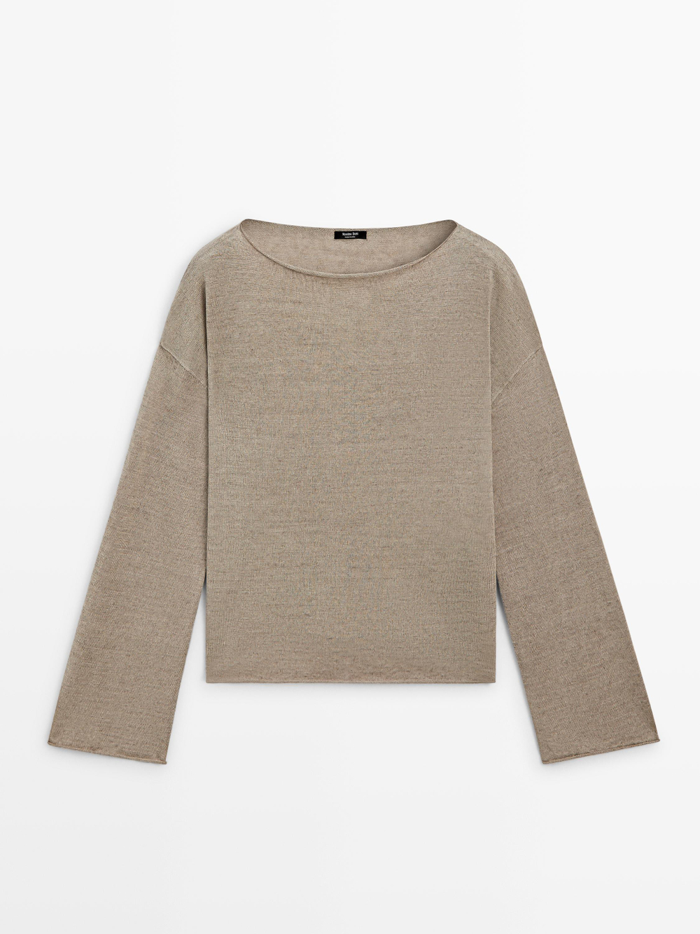 Massimo Dutti Льняной свитер с вырезом «лодочка», пестро-бежевый