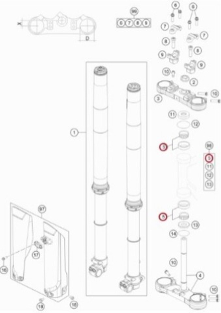Подшипник рулевой колонки KTM, HQV, GASGAS MC-50/65/85