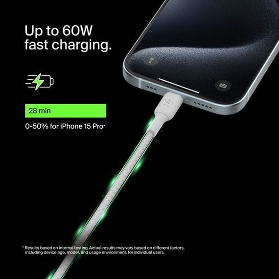 Кабель Belkin BoostCharge Braided USB-C - USB-C 1 м (CAB004bt1MWH) White