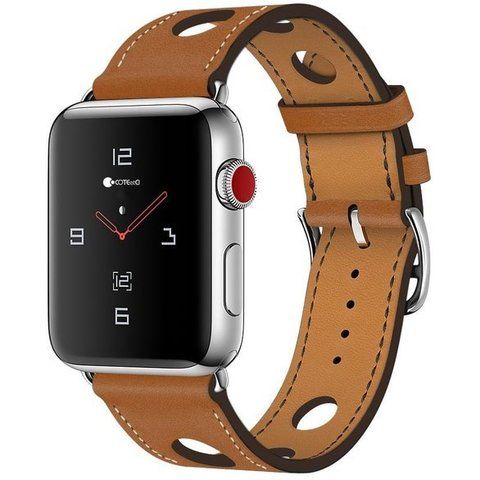 Ремешок кожаный COTEetCI W15 Fashion LEATHER с отверствиями (WH5220-KR-38) для Apple Watch 40мм/ 38мм Коричневый