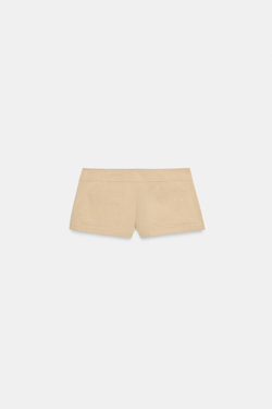ZARA МИНИ-ШОРТЫ С БОКОВЫМИ ЗАВЯЗКАМИ, ПЕСОЧНЫЙ