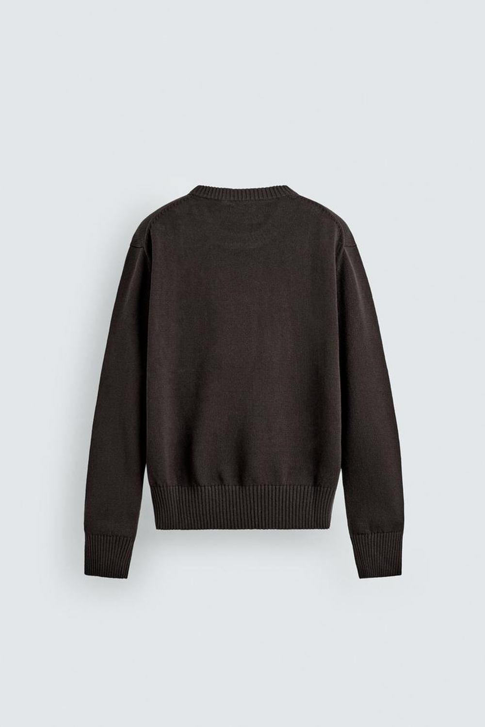 ZARA СВИТЕР ИЗ ХЛОПКА И ЛЬНА, КОРИЧНЕВЫЙ