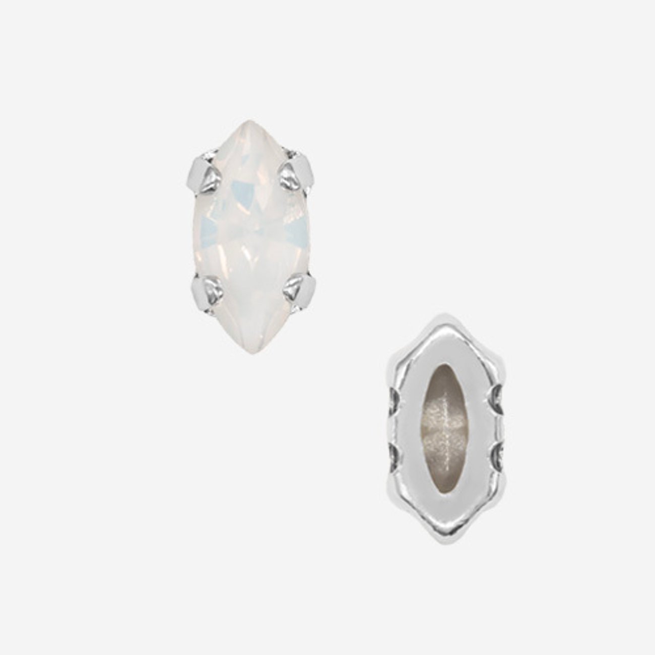 Кристалл Маркиз (Marquise Fancy Stone) в цапах, оттенок "Белый Опал"/"White Opal", 6*3мм, родирование