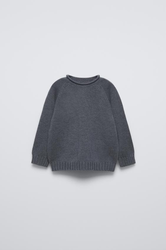 ZARA СВИТЕР ИЗ 100% МЕРИНОСОВОЙ ШЕРСТИ, ТЕМНО-СЕРЫЙ