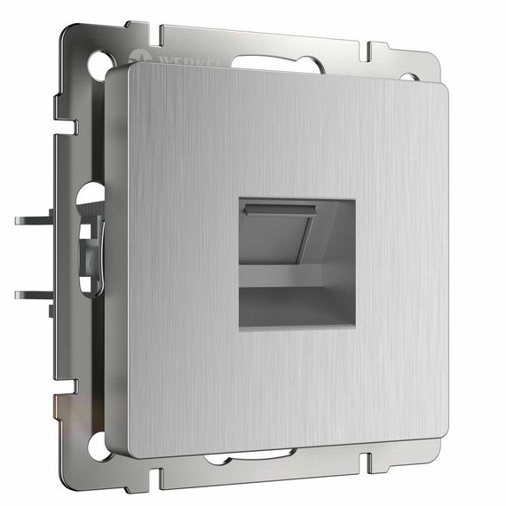 Розетка RJ45 Werkel серебряная рифленая 26842