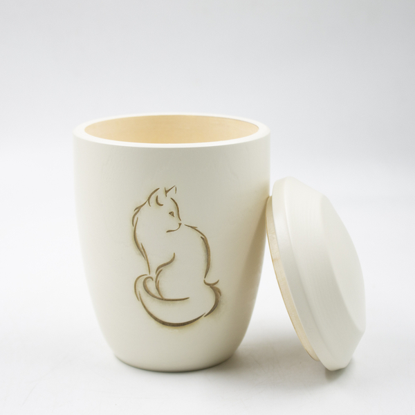 Урна для праха животных "Камелия" мини Лазер Кошка слон. кость