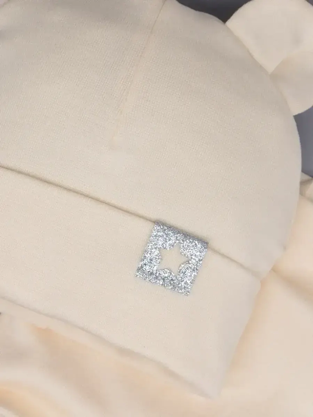 Шапка с ушками трикотажная и снуд для детей