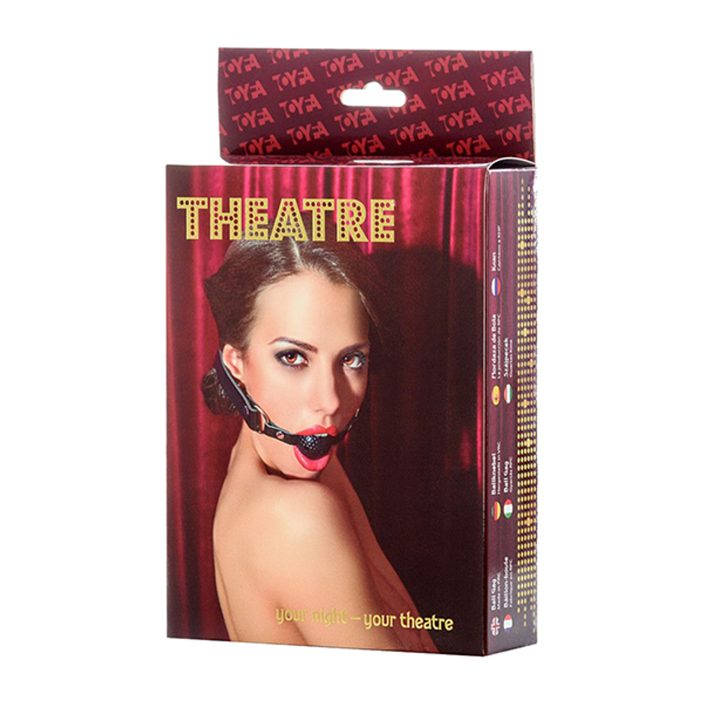 Чёрный пластиковый кляп-шар 4см на кожаных ремешках ToyFa Theatre 708011