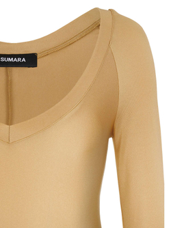 Платье из бифлекса с V-образным вырезом