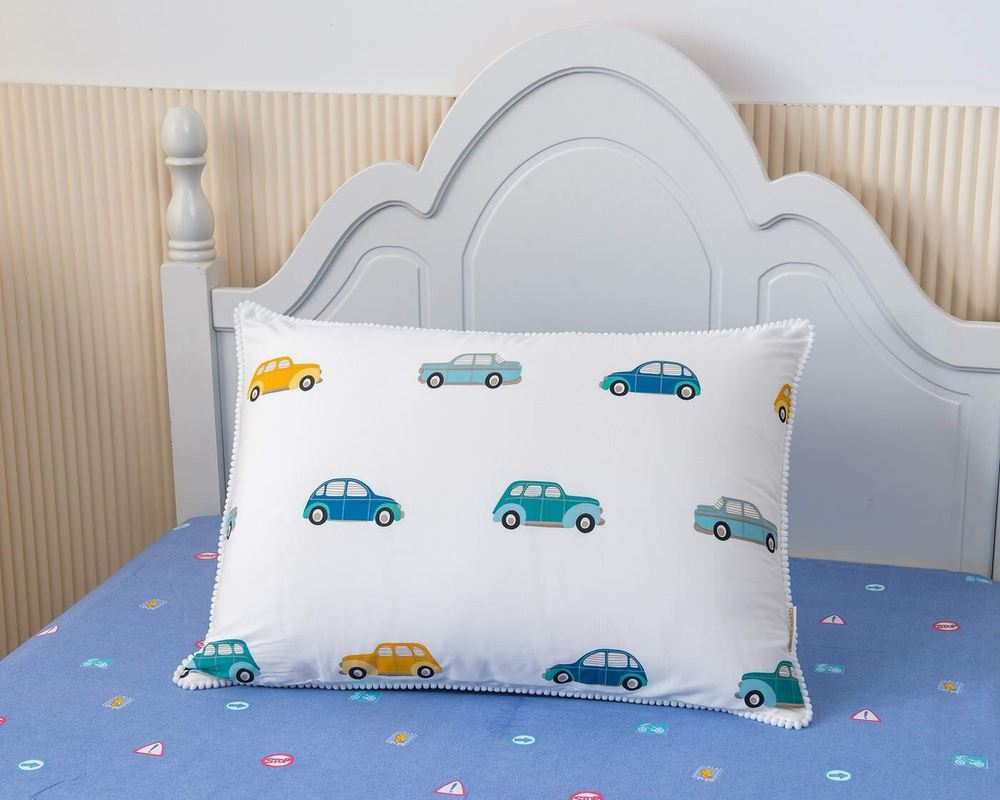Детское постельное белье 1.5 спальное Sofi De MarkO Машинки Ретро белое