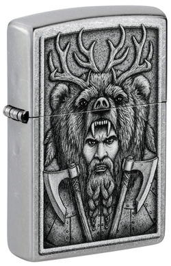 Зажигалка Zippo Barbarian Design с покрытием Street Chrome, латунь/сталь, серебристая, 38x13x57 мм