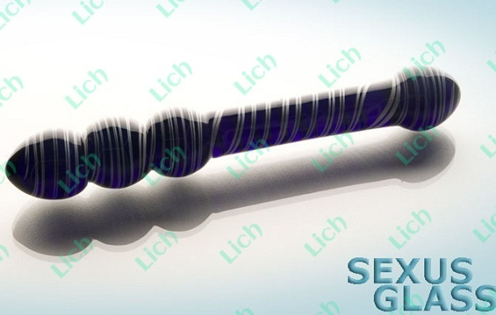 Синий стеклянный двусторонний стимулятор