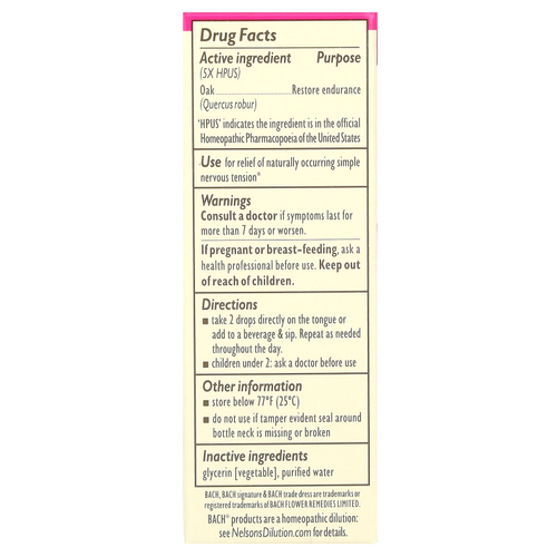 Bach, оригинальные цветочные добавки. дуб, 10 мл (0,35 жидк. унции)