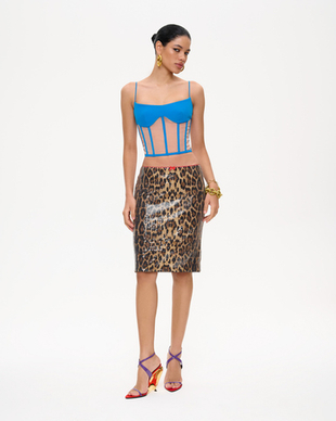 Юбка мини из пайеток с леопардовым принтом