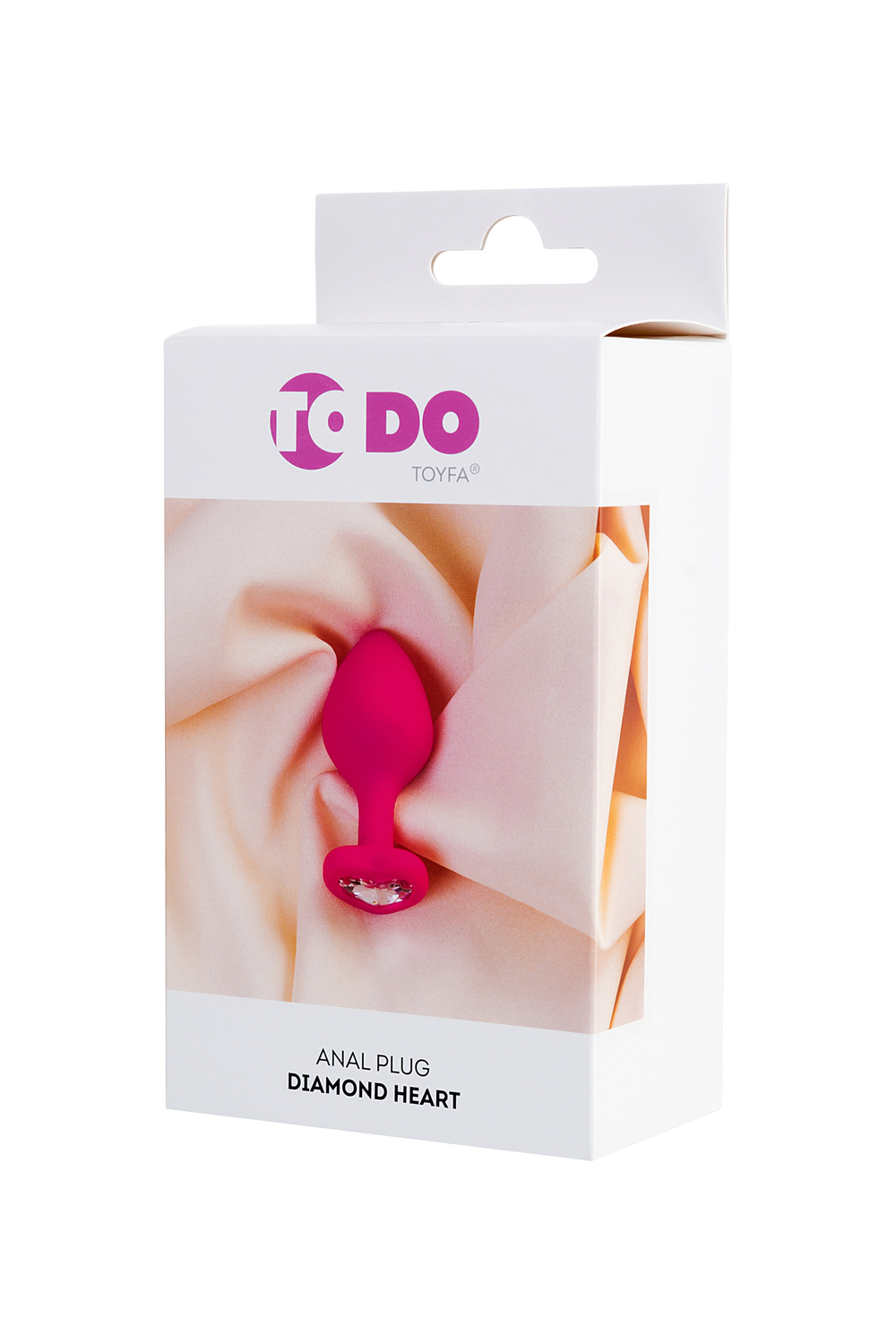 Анальная втулка ToDo Diamond Heart, силикон, розовая, 8 см, Ø 3,3 см