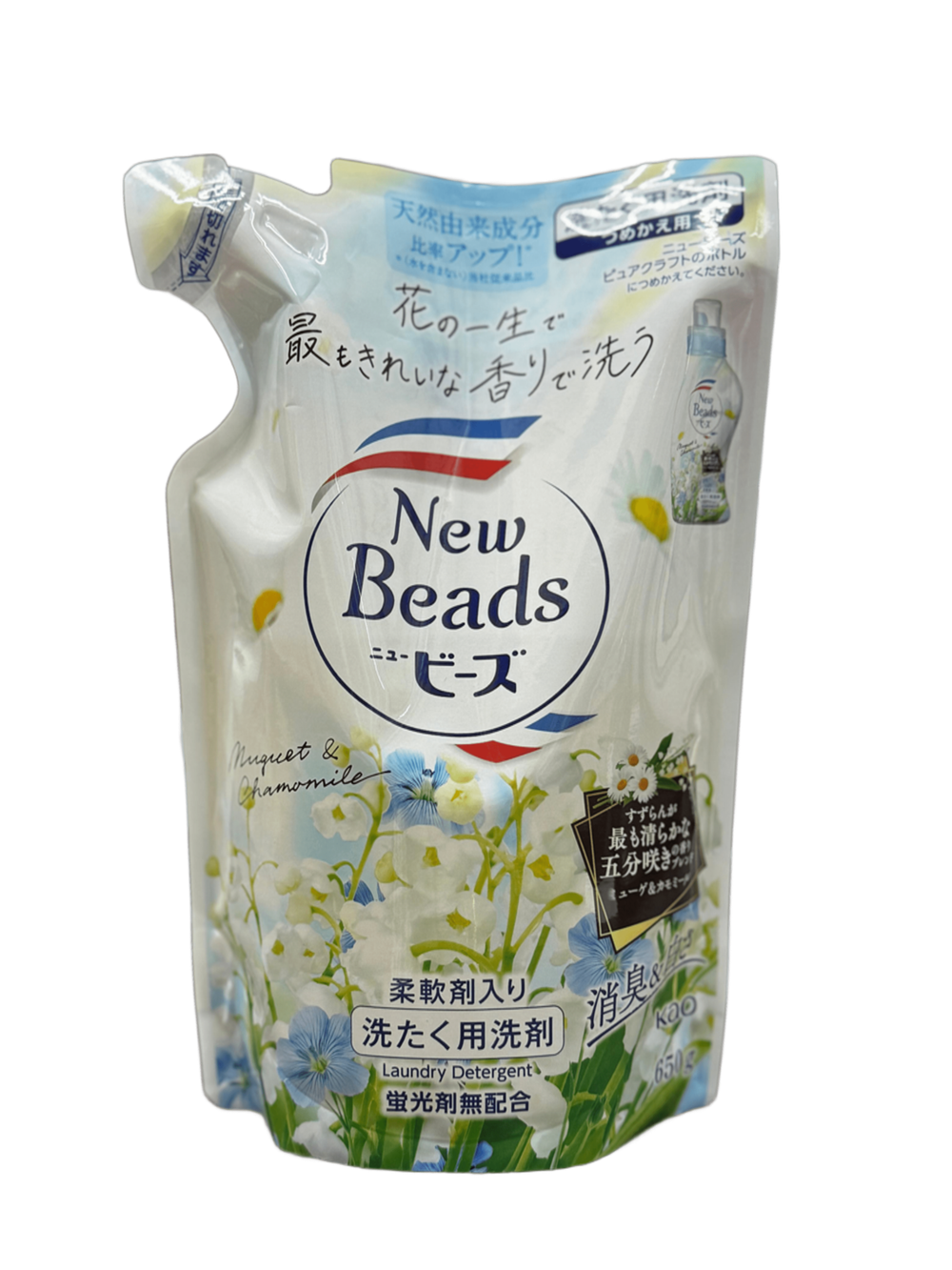 Kao Концентрированный гель с кондиционером аромат ландыша "New Beads", 650 мл