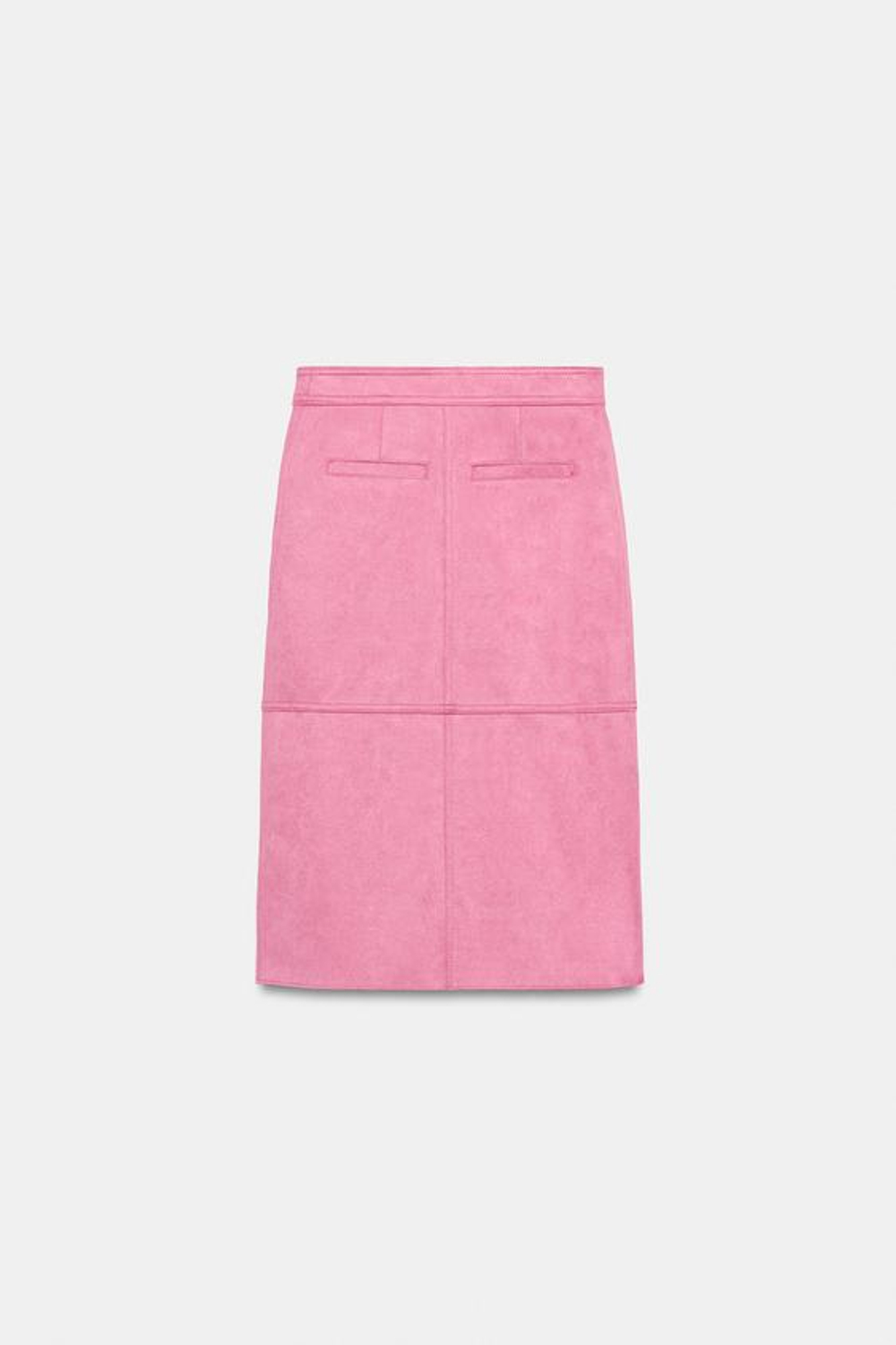 ZARA ЮБКА МИДИ ИЗ ИСКУССТВЕННОЙ ЗАМШИ, СИРЕНЕВЫЙ