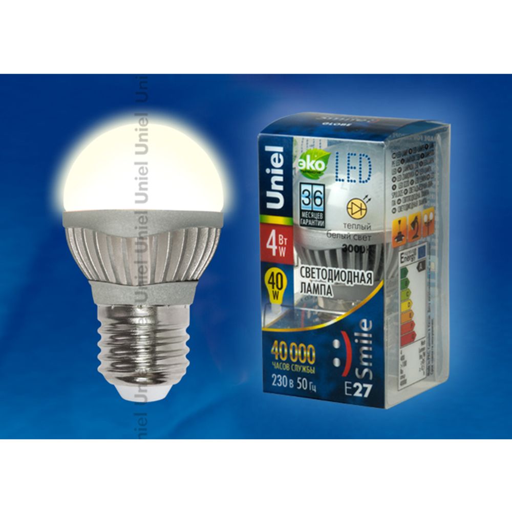 LED-G45-4W/WW/E27/FR ALS01SL Лампа светодиодная. Форма шар, матовая колба. Материал корпуса алюминий. Цвет свечения теплый белый. Серия Aluminium Sm