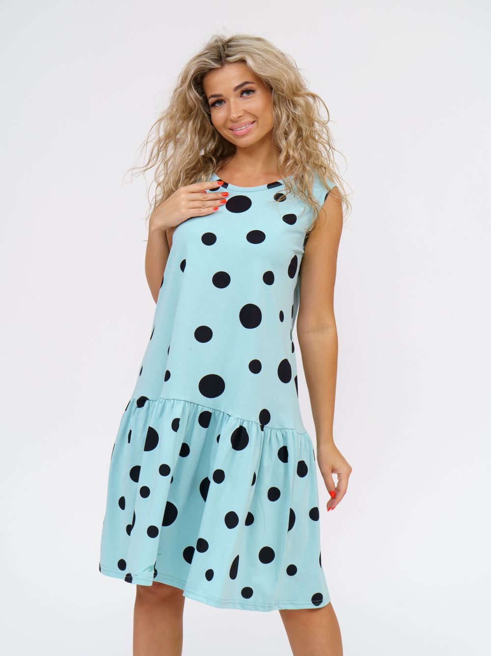 914 Сарафан "Горох/дымчато-голубой" SveTekst (Акция)