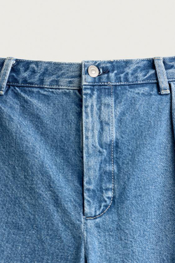 ZARA ДЖИНСОВЫЕ ШОРТЫ ЧИНОС СВОБОДНОГО КРОЯ СО СКЛАДКАМИ, СИНИЙ