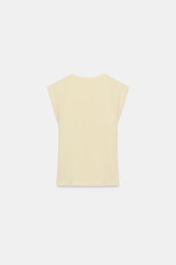 ZARA ХЛОПКОВАЯ ФУТБОЛКА, ПАСТЕЛЬНО-ЖЕЛТЫЙ