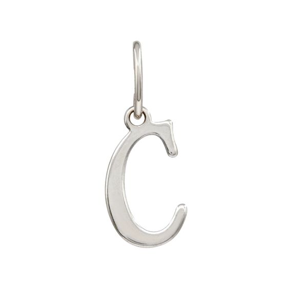 Подвеска в виде буквы С - кулон из серебра 925 пробы, вид спереди