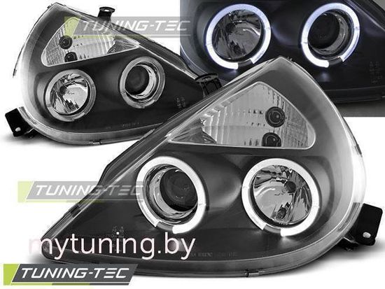 Передние фары Ford Ka angel eyes black