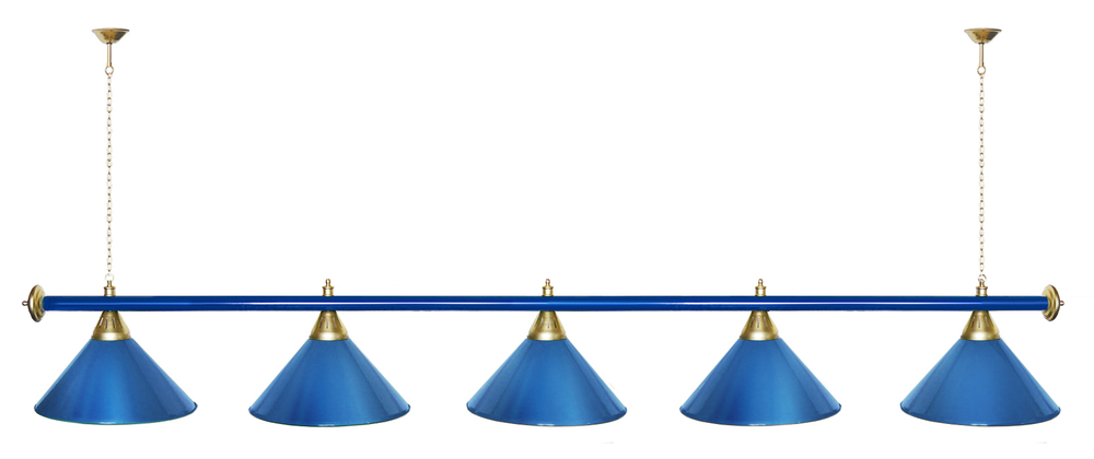 Лампа STARTBILLIARDS 5 пл. (плафоны зеленые,штанга золотая,фурнитура золото)