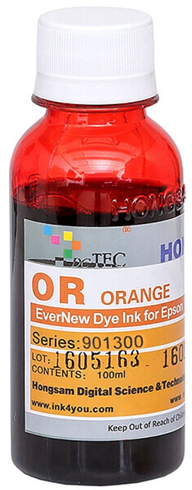 Чернила DCTec — HONGSAM водорастворимые для Epson серия: 901300 - Orange (Оранжевый) 100 мл.