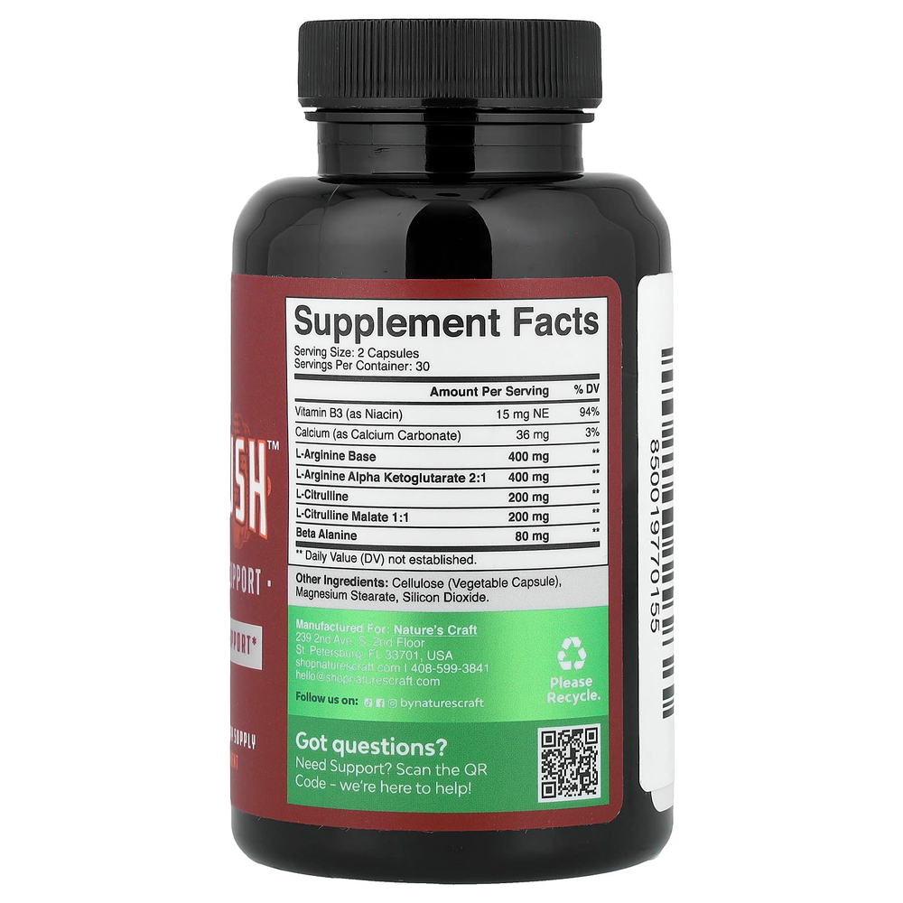 Nature's Craft, Повышение производства Rush™, добавка с оксидом азота, 60 капсул