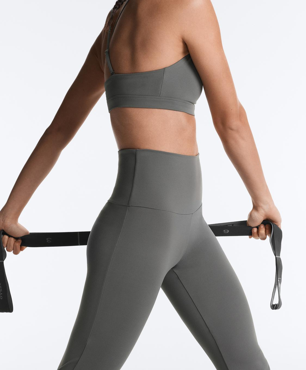 OYSHO Брюки клеш с высокой посадкой Flare Comfortlux High Rise, светло-серый