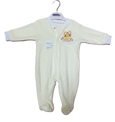 Комбинезон велюровый на кнопках с закрытыми ножками на рост 62-68,74-80 см