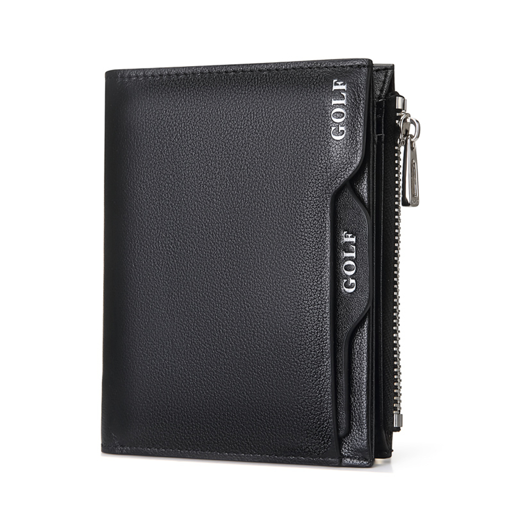 GOLF Top Grain Cow Leather, Genuine Leather Driver"s License Case, Card Holder, Wallet Small Men"s Black