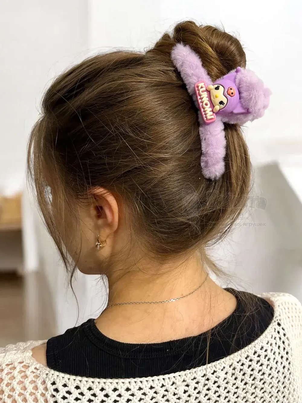 Заколка крабик краб для волос пушистый плюшевый Hello Kitty