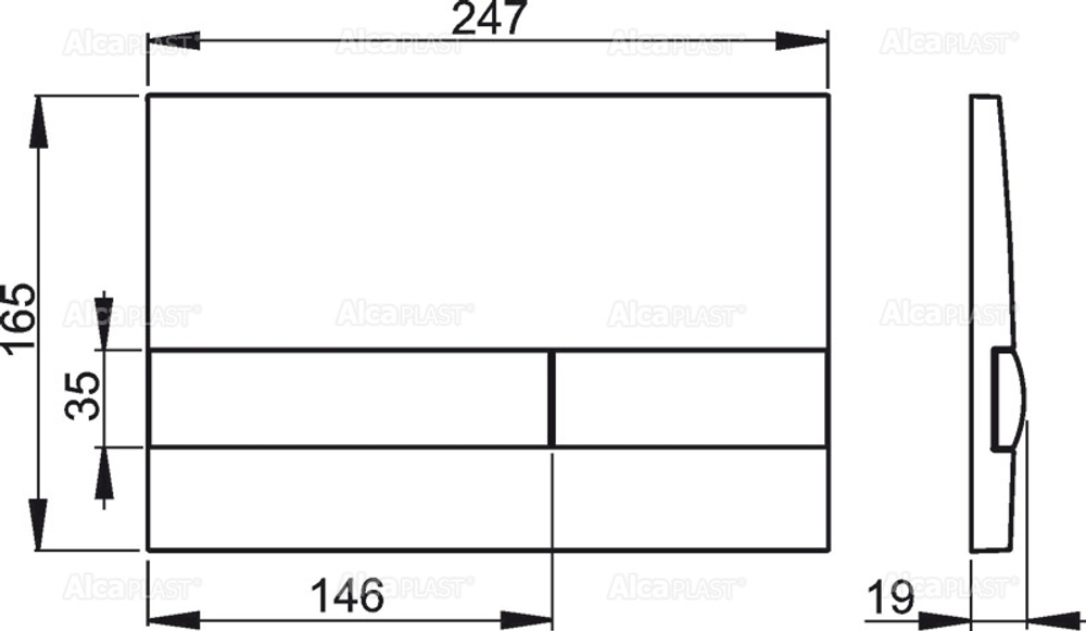 Кнопка управления для скрытых систем инсталляции, черный M1718 AlcaPlast