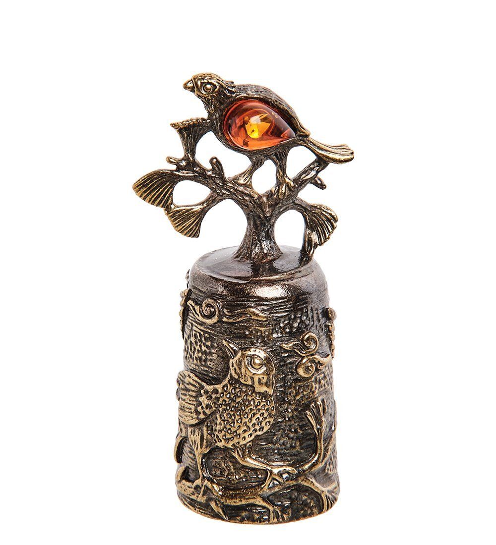 AM-2691 Колокольчик «Свиристели» (латунь, янтарь)