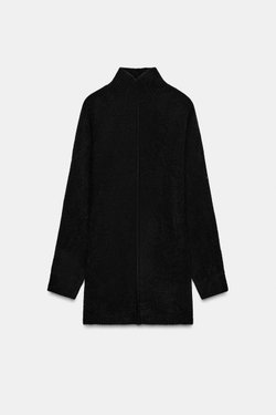 ZARA КОРОТКОЕ МЯГКОЕ ТРИКОТАЖНОЕ ПЛАТЬЕ, ЧЕРНЫЙ