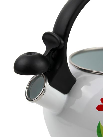 Чайник 2,2 л. эмалированный со свистком Kamille KM 1030 с черной бакелитовой ручкой