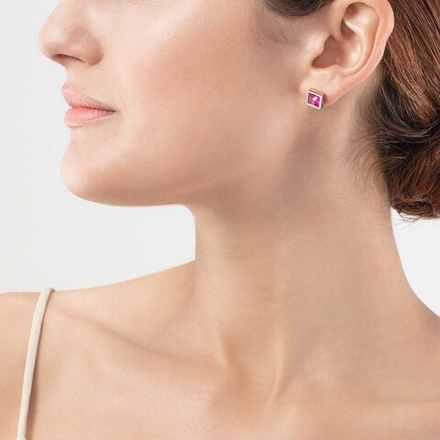 Серьги-пусеты Coeur de Lion Pink-Silver 0500/21-0417 цвет розовый, серебряный