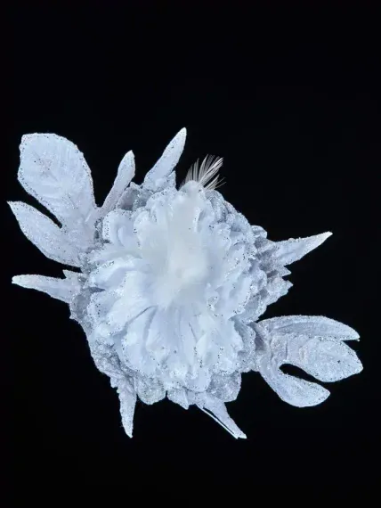 Декоративный цветок Дворцовый Пион 24х15 см., на клипсе, Christmas DeLuxe (88889)